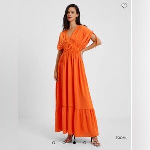French Connection Audrey Satin Maxi Dress Orange size 10